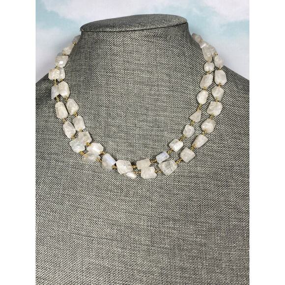 Myrna Carrol Necklace White Quartz Faceted Beads Necklace Gold Filled Toggle - Picture 4 of 13